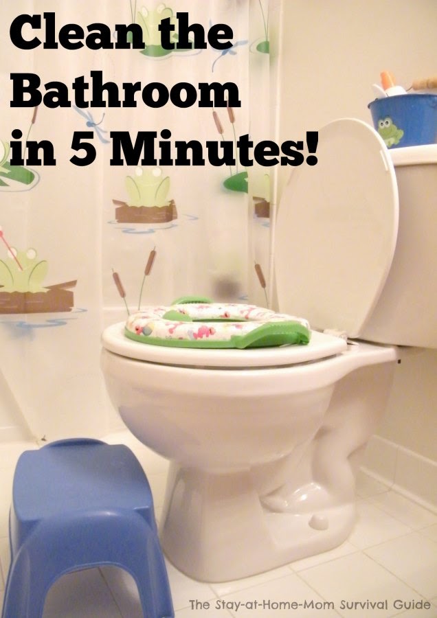 Easy method to get the bathroom clean in only 5 minutes! Simple tips make this so easy.