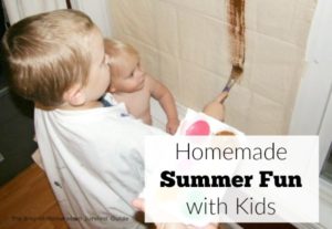 Homemade Summer fun with kids. Simple to create activities for kids that work indoors or out depending on weather. Plus, links to a complete series of free or cheap activities for kids!