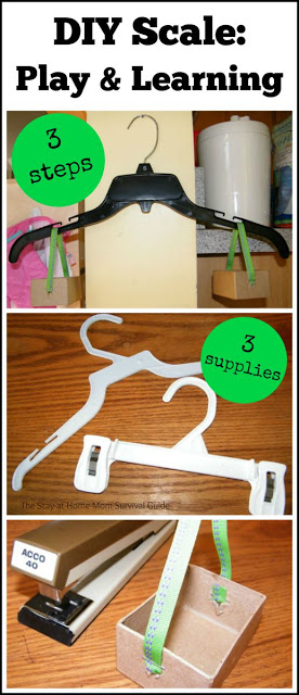 Hanger scale DIY toy for science exploration for toddlers and preschoolers.