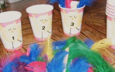Preschool Counting Activity: Chick Feather Counting Cups