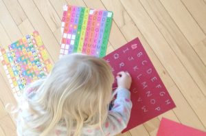 Learning letters and shapes with stickers preschool activity