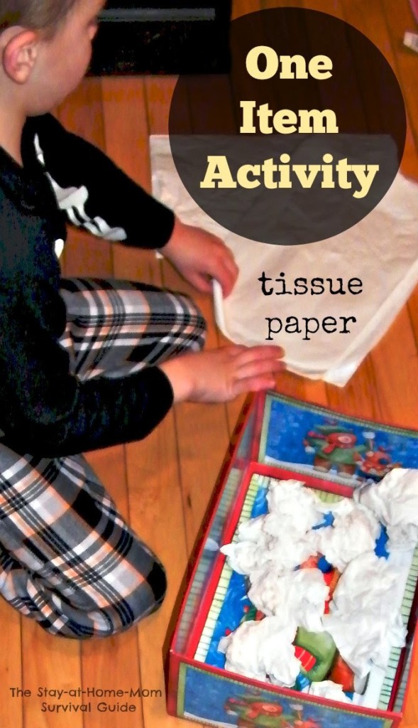 One item activity series next installment-tissue paper. Simple, frugal kids activity with a winter theme that can be done anytime-indoors or out.