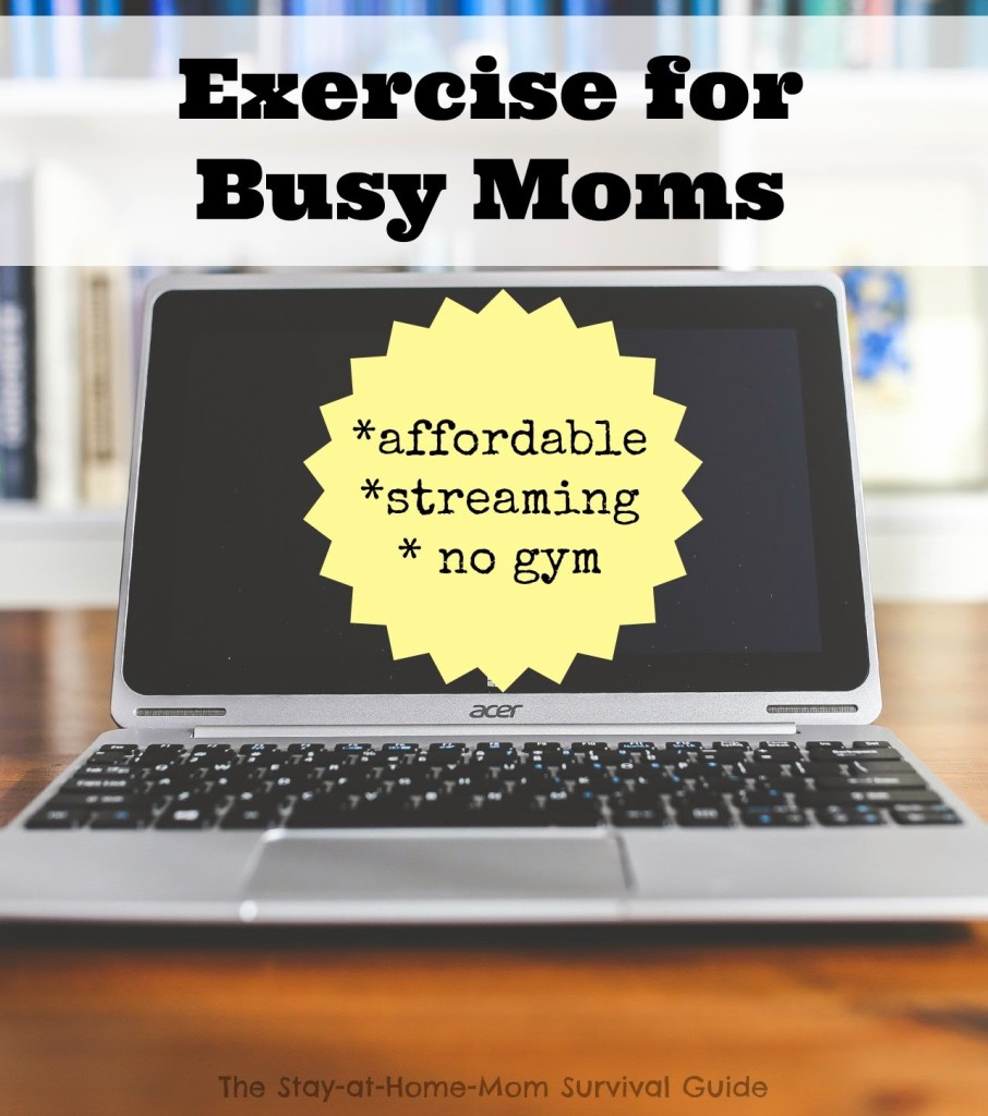 An exercise option for busy moms to fit in a variety of workouts at home-no equipment, no commitment, no gym. Great option for busy mom to fit in exercise.