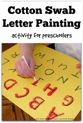 Cotton swab letter painting-learn to "write" letters and numbers by painting.
