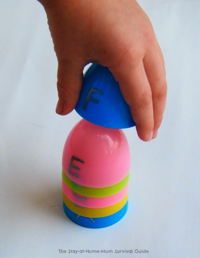 Use plastic Easter eggs to make this game to teach alphabetical order.
