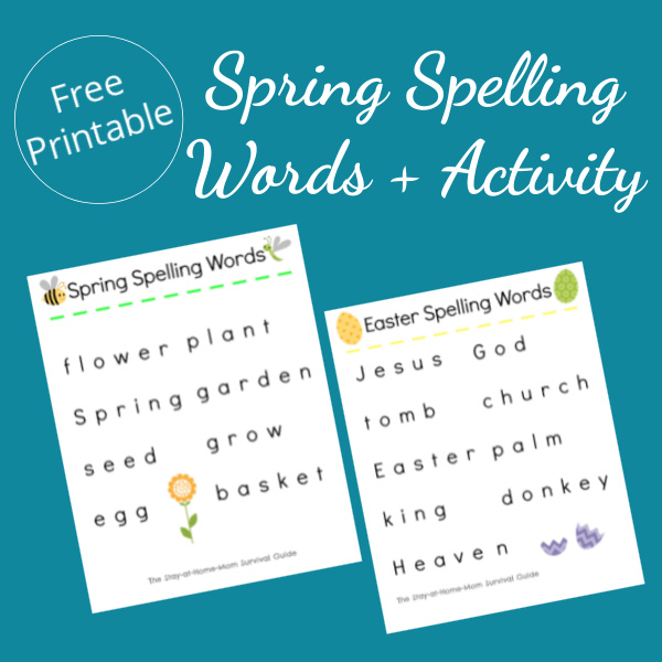 Spring spelling words and activity with free printable spelling word lists.