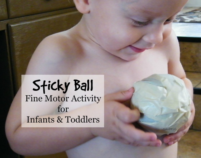 Sticky Ball Fine Motor Activity for Infants and Toddlers-takes 5 minutes to prep.