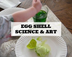 Dyed egg shells science and art process-based activity for preschool and toddlers.