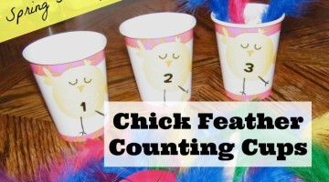 Easter and Spring themed preschool counting activity using supplies from the dollar aisle to create a simple learning activity for preschool kids to learn number order and counting skills.