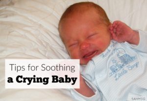 14 ways to soothe a crying baby. Tips from a mom of 4 who spent many late night awake with a crying baby. These may not all work for you, but they are a go-to list of things to try when baby is crying. #Sponsored by @Gerber.