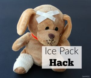 Kids get bumps and bruises, but a melting ice pack can just be annoying. Try this DIY ice pack idea-an ice pack hack-that uses two items you probably have at home to decrease the mess and increase the comfort of your kids after they get a bump or bruise. So simple to make!