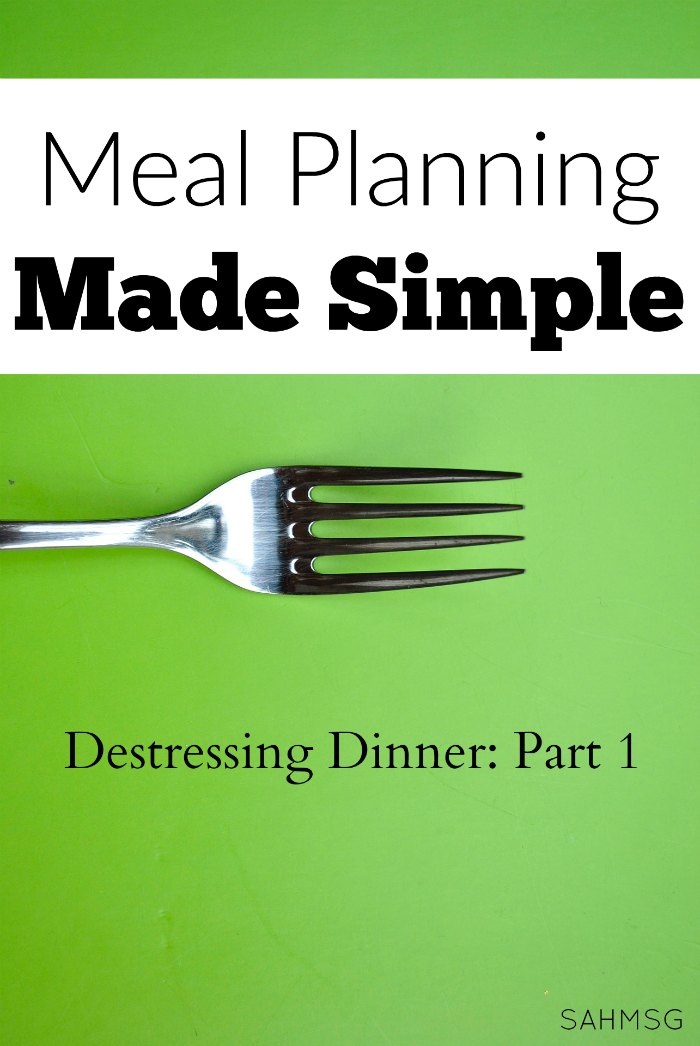 Meal planning made simple is possible! De-stress dinner prep by planning ahead and using these tips to macimize your budget and your time in the kitchen. (A 3-part series as part of Homemaking Tips Tuesdays at The Stay-at-Home Mom Survival Guide.)
