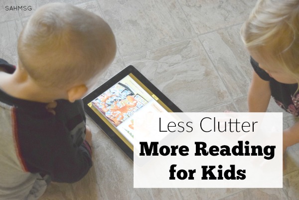 The kids book clutter is no fun, but kids reading is really important. Get less clutter, more reading for kids, with Skybrary Family one month free trial! #sponsored