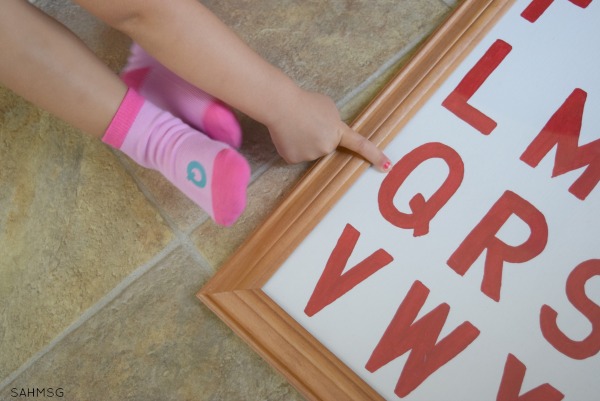 Kids in Socks letter matching activity for preschool. Learn letters with feet! # sponsored