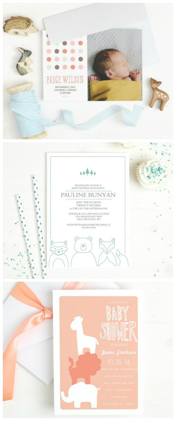 Baby shower invitations that offer printed proof so you can make sure your baby shower invitations are just they way you want. Animal baby shower invitations available for boy baby shower or girl baby shower plus cards for any occasion.