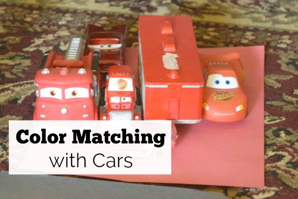Color Matching with cars! A fun toddler activity to learn colors. Great activity for toddlers to do at home.