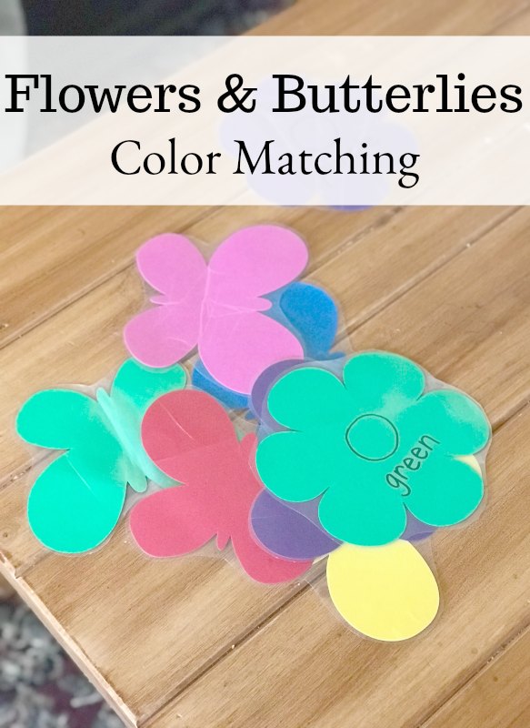 Flowers and butterflies color matching activity for preschool.