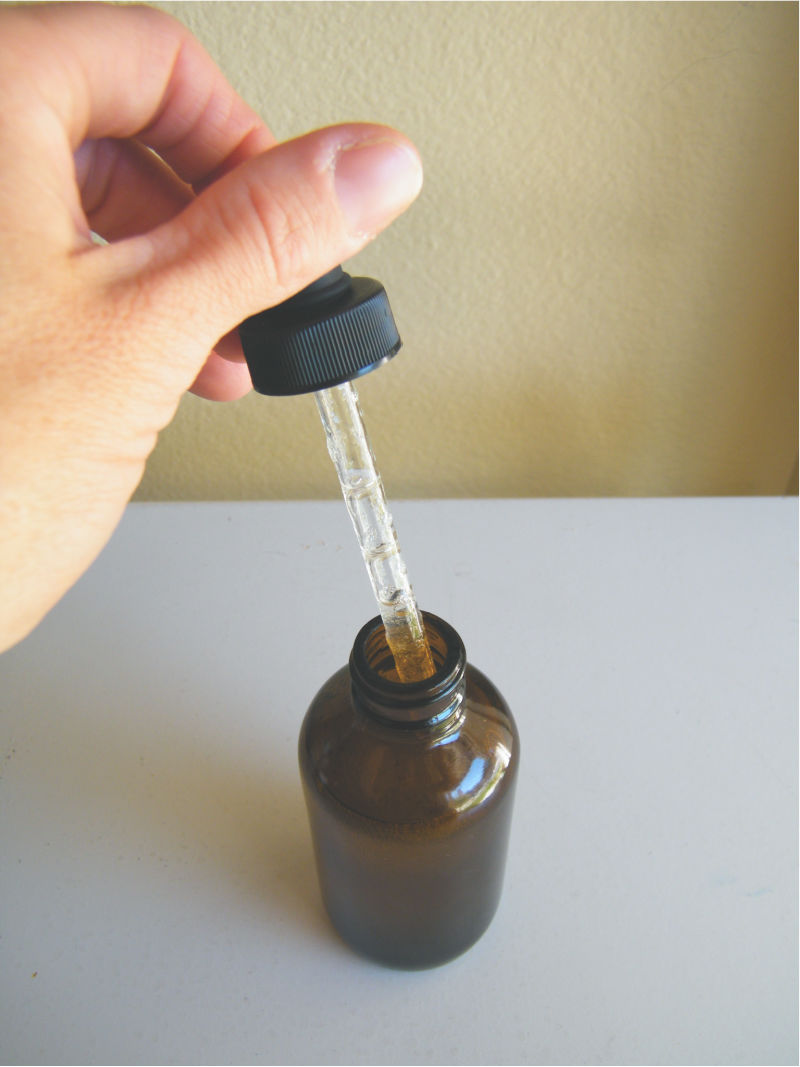 Drip the DIY aftershave made with essential oils right into hands and smooth over skin. 