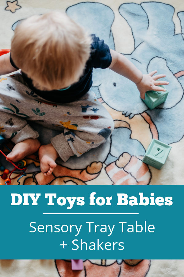 DIY I Spy Tray Table and Handmade shakers for babies and toddlers are DIY toys to save money and create a fun sensory learning experience at home.