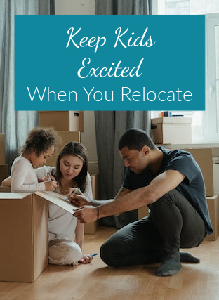 Family packing together to keep kids excited for a relocation or military move. 
