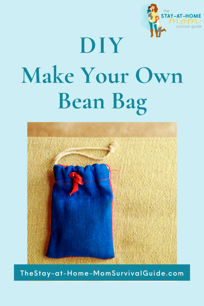 Small bag with a drawstring text reads DIY make your own bean bag.