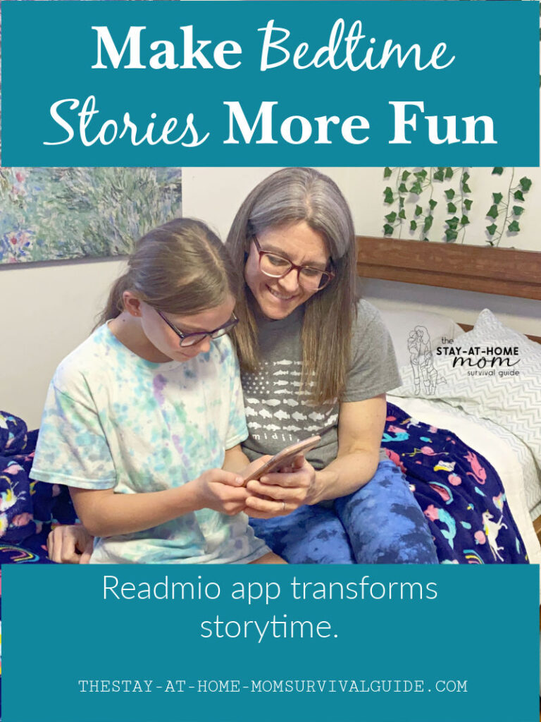 Mom reading to daughter with the Readmio app. Text reads make bedtime stories more fun Readmio app transforms storytime.